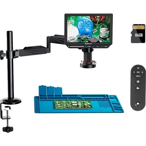 Microscope à souder numérique, résolution 4K, support à bras articulé, Elikliv EM4K FLEX (1/2)