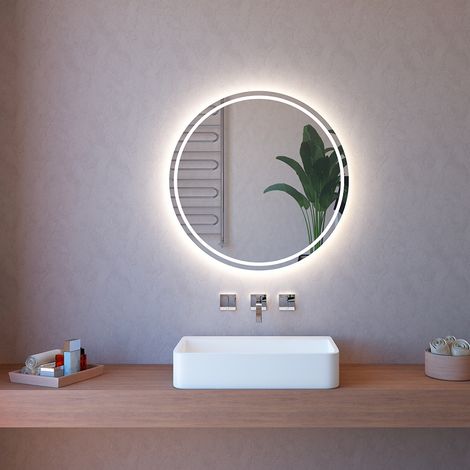 Miroir de salle de bain avec éclairage LED tactile rond 75cm ETR131