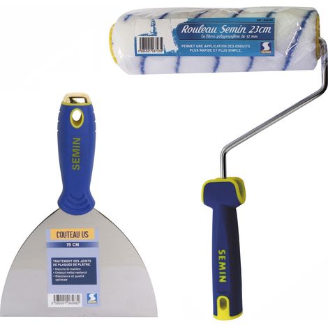 Couteau US à enduire Semin - 15 cm et un rouleau pour application d'enduit ou de peinture Semin - 23 cm (1/5)