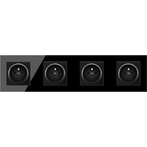 4 Way Wall Socket 16A French Standard, Multi Power Outlet Glass (1/5)