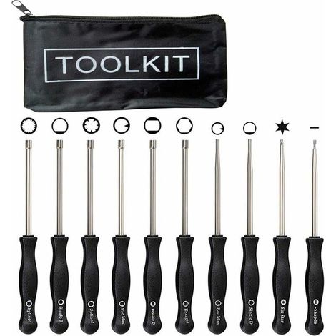 Kit Outils Réglage Carburateur - 10 Pièces - Têtes Multiples 21 Dents 7 Dents D Simple Pac Man Hexagonale Étoilée - Pour Moteurs 2 Temps - 7/32 Pouces - 6-1/8 Pouces - 10 Pièces (1/5)