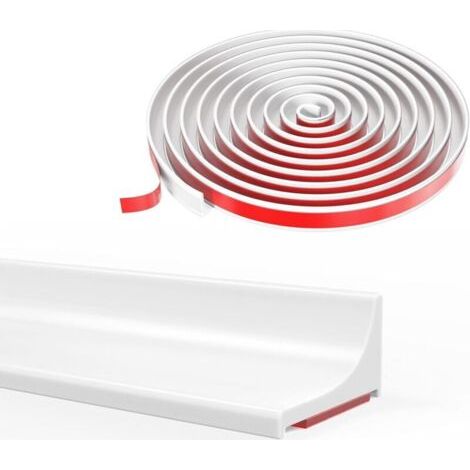 Barre de seuil de douche en silicone, joint de douche, bord de douche à l'italienne, barrière de douche anti-débordement, Convient pour salles de bains, douches et cuisines (blanc, 100 cm) (1/5)