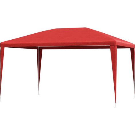 Tente de fête 400 x 300 x 255 cm rouge PE et acier - Tente de réception jardin fête événement extérieur barnum (1/5)