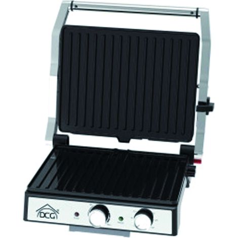 DCG Bistecchiera Elettrica ST3900 2000W Piastre Antiaderenti Apertura 180 Gradi Termostato Regolabile
