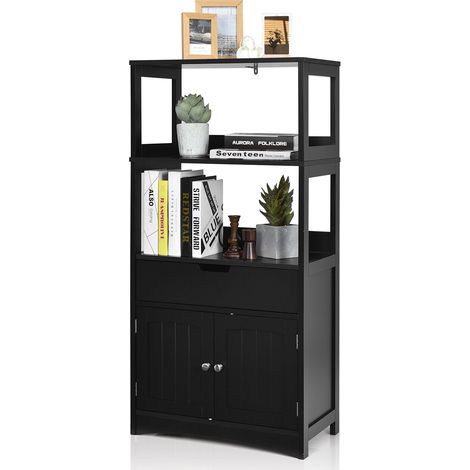 Bathroom Floor Cabinet Wooden Tall Storage Cupboard Freestanding 2 Open Shelves (1/5)