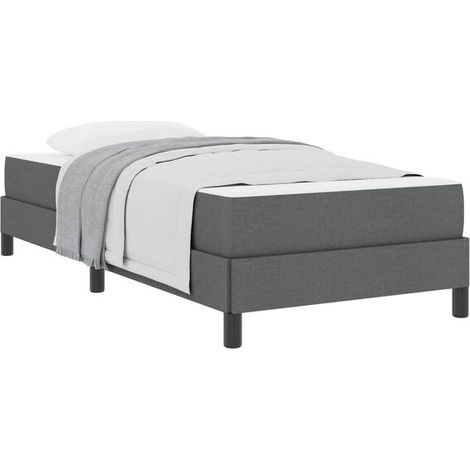 Cadre de lit à ressorts, matelas inclus, gris foncé, 80 x 200 cm, revêtement en tissu. (1/5)
