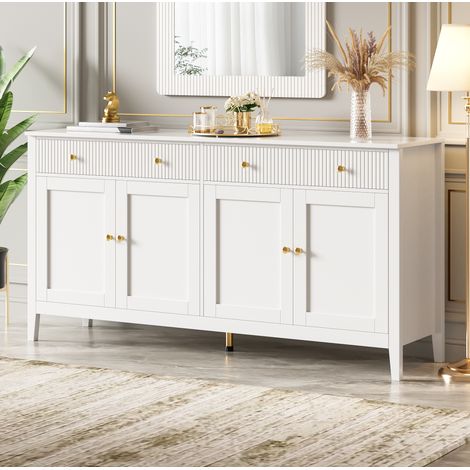 MEUBLIV Credenza bianca 160x40x82 cm - 2 cassetti, 4 ante, ampio spazio (1/5)