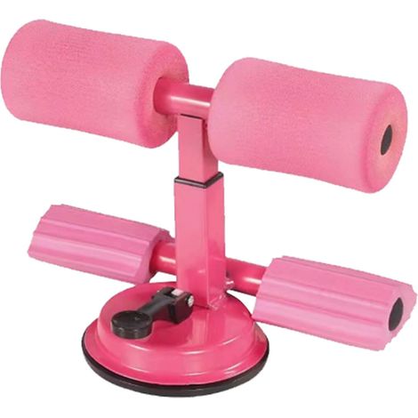 Barre de redressement assis double tige métallique portable avec ventouse pour entraînement des abdominaux et musculation du corps complet, rose (1/5)