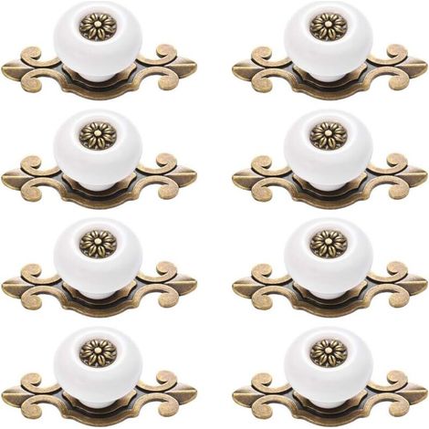 Poignées d'armoire 8 pièces boutons en métal poignées boutons d'armoires boutons en métal poignées ensemble bouton de porte en céramique