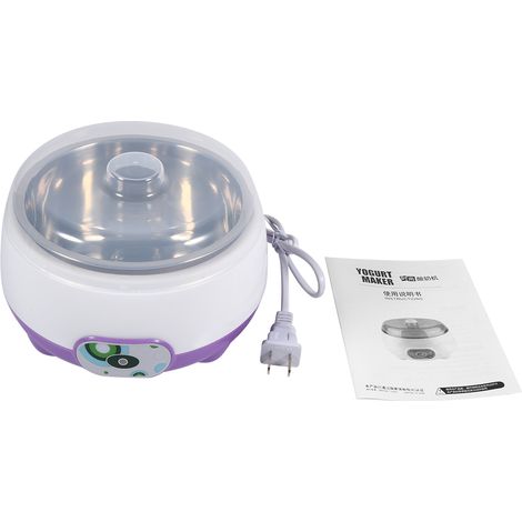 Pot de yaourtière automatique 220V 1L, cuve intérieure en acier inoxydable, machine à yaourt DIY maison, couleur violet (1/5)