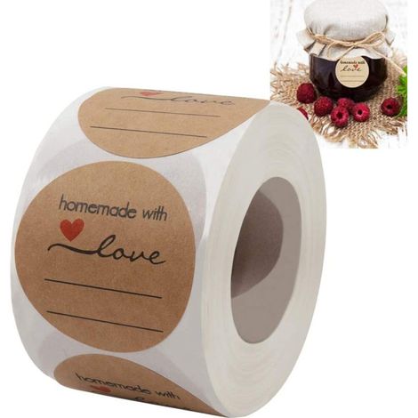 Etiquettes Pour Bocaux À Confiture - Rondes 50 mm - Encre À Base D Eau - Autoadhésives - Pour Bocaux Mason Et Autres Récipients - 500 Pièces Par Rouleau (1/5)