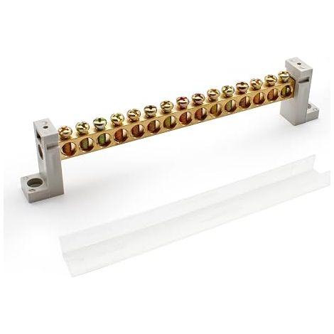 15 Holes Terminal Block, Brass Electrical Wiring Terminal Block, Screw Terminal Block with Protective Cover, Can Be Used in Electrical Devices and Circuits (1/5)