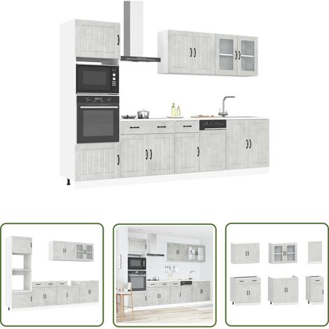 vidaXL 7-tlg. Küchenschrank-Set Kalmar Betongrau Holzwerkstoff (1/5)