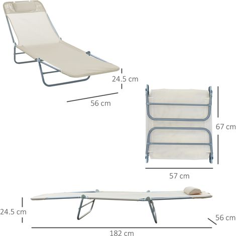 Chaise longue de jardin Longue de jardin 4 couleurs Crème,pliable et résistante aux intempéries pour terrasse balcon de jardin