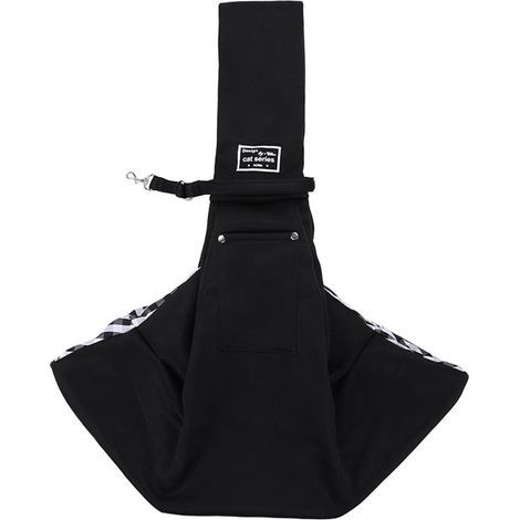 Sac à dos de transport pour chien, noir, avec poche téléphone, en polyester. (1/5)