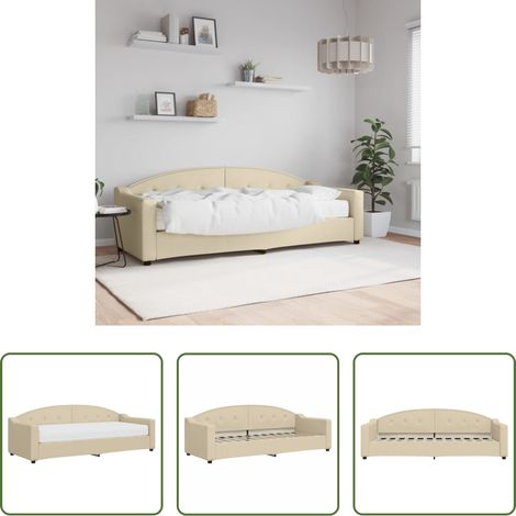 Lit de repos - Lit de jour avec matelas crème 80x200 cm tissu (1/5)