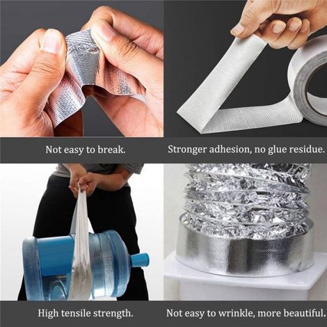 en Aluminium en Tissu de Fibre de Verre (5,9 D'Épaisseur), Adhésif en Métal Adhésif pour Isolation Haute Température, 4 Paquet (1/5)