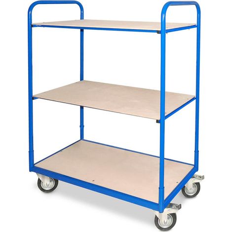 BRB Etagenwagen mit Mehreren Ebenen, BxTxH 1310x580x1545 mm, 4 Lenkrollen, 2 Rollen mit Feststellbremse (3 Ebenen) (1/2)