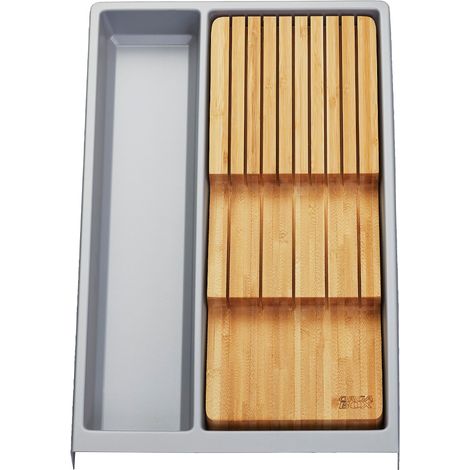 Mehrzweckeinsatz SEPARADO Individual silbergrau genarbt (300 x 474 x 51 mm) Schubladeneinsatz ab 40cm Schrankbreite inkl. Bambus Messereinsatz für bis zu 9 Messer von SOTECH