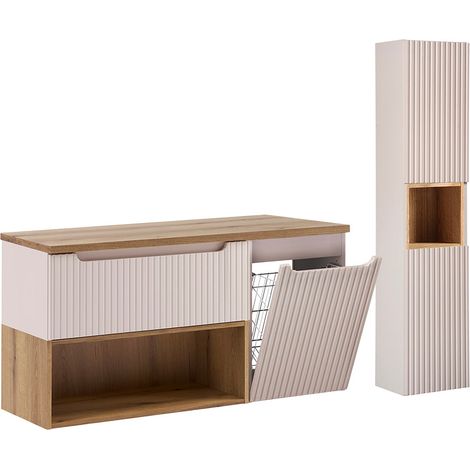 Doppelwaschtisch und Hängesäule 120.4cm Riva mit 1 Schublade, Kaschmir (1/5)