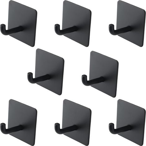 4 schwarze, selbstklebende Edelstahlhaken, 4,5 cm – Badezimmer, Küche, Büro (1/5)
