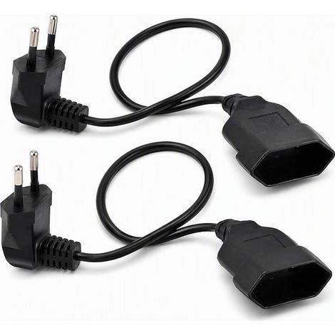 Euro Power Extension Cord Euro Extension Cable Angled Euro Plug to Female Socket Short Cable Lamp and Indoor Appliances (1/5)