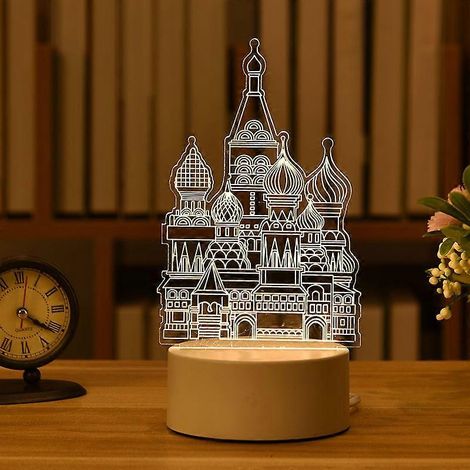 Lampe néon 3D en acrylique, veilleuse pour enfants, lampe de table, décoration pour fête d'anniversaire, lampe de chevet château pour la Saint-Valentin (1/4)