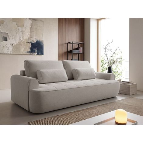 Sofa 3-Sitzer mit Schlaffunktion HUNTER in Stoff Soft Graubraun (1/5)