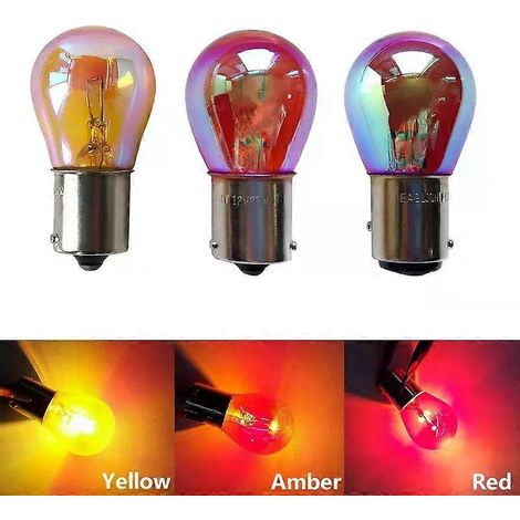 2 Stück Auto-Rücklicht Bremslicht S25 PY21W 50DCA BAU15S Silber / Chrom Bernsteinrot Glas 12V 21W 1156 BAY15D P21/5W Blinkerbirne (1/4)