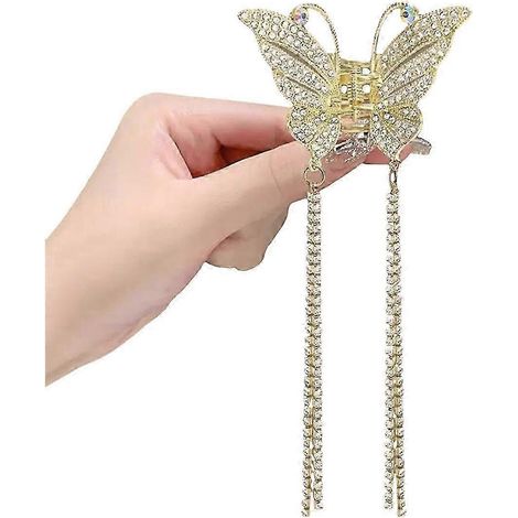 Pinces à cheveux à frange longue, fausses perles, papillons décoratifs, pinces à cheveux pour femmes et filles, coiffures pour la maison et l'extérieur-3 (1/5)