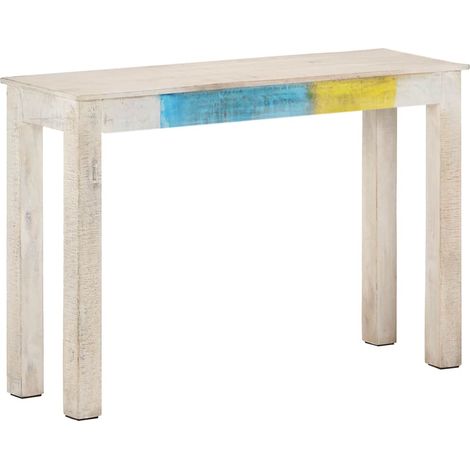 Table console-Table d'entrée Blanc 115x35x77 cm Bois de manguier brut (1/5)