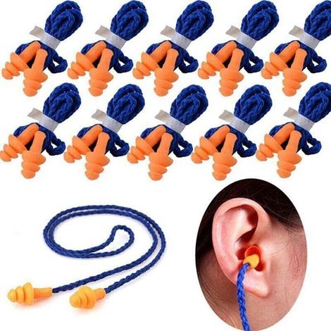 Bouchons d'Oreille pour Dormir,20 Paires Bouchon Oreille Anti Bruit Bouchon D'oreille pour Dormir RÉUtilisable ImpermÉAble 14×26mm Longueur de la ligne 65CM (1/3)