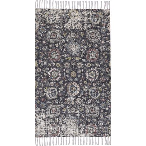 Alfombra de poliéster multicolor algodón 80 x 150 cm borlas envejecido oriental sala de estar dormitorio Armutalan