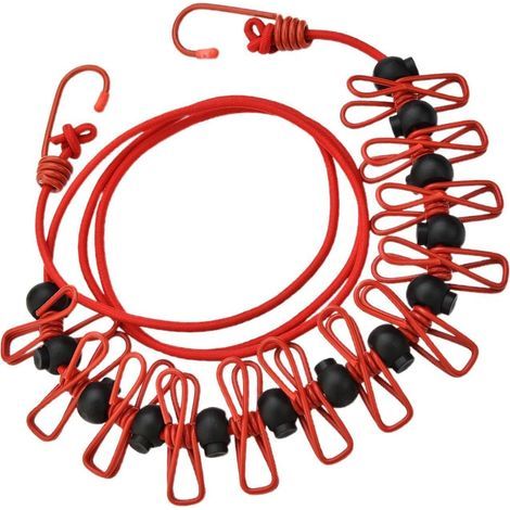 Corde à Linge Coupe-Vent, Corde à Linge de Voyage Lignes de séchage pour Corde à de Camping Lignes de séchage de vêtements élastiques avec Clips Coupe-Vent pour Balcon, salles de Bains et AR (1/5)