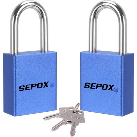 Lot de 2 cadenas, à clé identique, robustes, résistants aux intempéries, aluminium, bleu