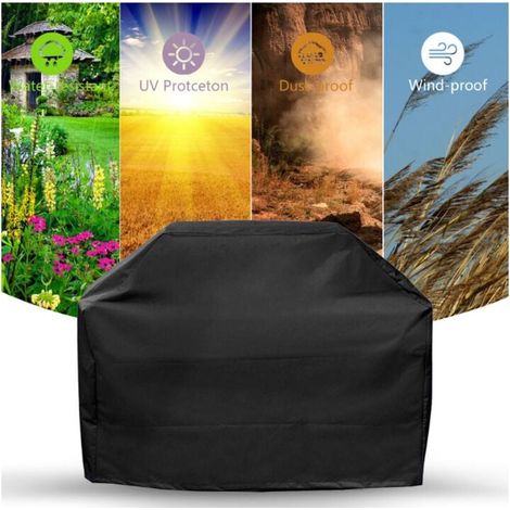 Funda para barbacoa, lona para barbacoa, 420D, impermeable, doble capa, con hebilla fija bilateral ajustable, funda para barbacoa Weber, funda protectora impermeable para barbacoa, 170 x 61 x 117 cm (1/4)