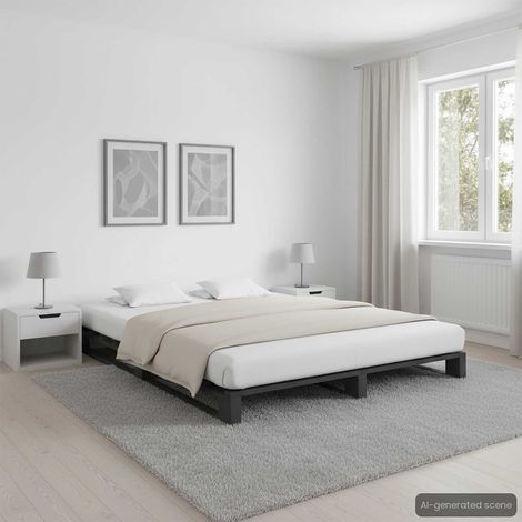 vidaXL Cadre de lit de palette sans matelas gris 120x200cm bois massif (1/5)