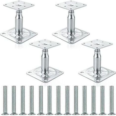 Lot de 4 supports de poteau surlevs galvaniss rglables de 100 150 mm, support de toit robuste pour construction (1/5)