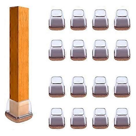 16 pièces (carrées, compatibles avec des pieds de chaise de 1,27 à 2 cm de diamètre) - Patins de protection extra-petits en silicone avec feutre intégré, transparents, pour pieds de meubles. (1/5)