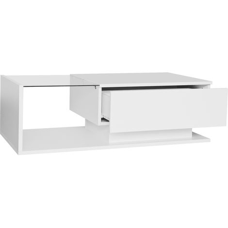 TABLE avec plateau brillant film protecteur Particle Board Blanc 100.00 x 50.00 x 32.00 (1/5)