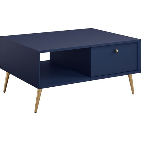Mesa baja diseño AZURÉA – Hueco + 1 puerta abatible – Azul profundo – 87x43x66 cm