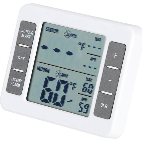 Thermomètre de congélateur numérique sans fil Capteur de température intérieure/extérieure avec alarme sonore (1/5)