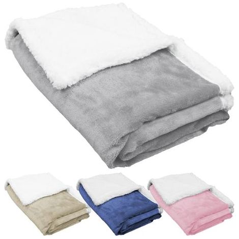 Couverture, plaid polaire pour enfant 75 x 100 cm en flanelle et sherpa ultra doux - Gris - Monsieur Bébé (1/5)