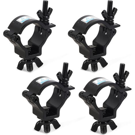 Truss Clamp Crochet de Fixation - TÜV, 4Pcs Crochets de Fixation Éclairage de Scène, 48-51mm Alliage d'aluminium Crochets de Fixation Éclairage de Scène, Pinces pour Éclairage de Scène, Noir (1/5)