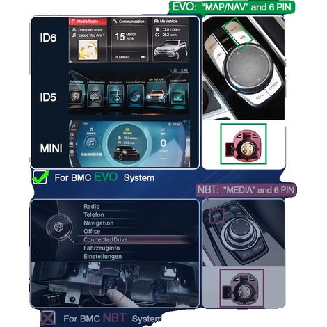 Integración con CarPlay y Android Auto, conectividad inalámbrica, fácil instalación, para BMW EVO (1/2)
