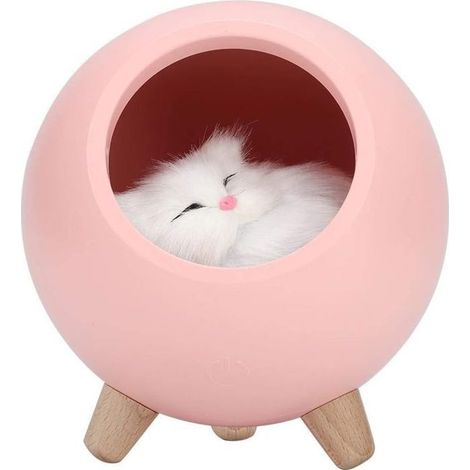Veilleuse LED - PZCC - Lampe de table pour chat - Rose - Rechargeable USB - LED intégrée (1/5)