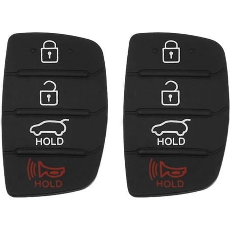 2 carcasas de repuesto de goma para mando a distancia de 4 botones con teclado para Hyundai Santa Fe Sport Sonata 2018, 2017, 2016, 2015, 2014 y 2013. (1/5)