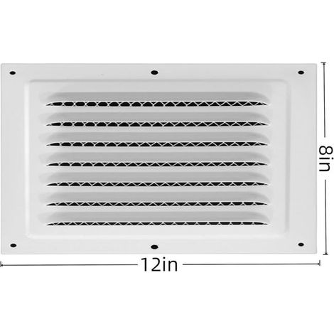 Dos rejillas de ventilación cuadradas de aluminio aptas para aleros, puertas exteriores, garajes y techos (blancas, 20 x 30 cm - 2 por juego) (1/5)
