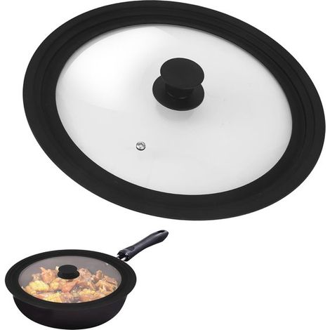 Tapa universal para olla de 24/26/28 mm, tapa multifuncional para olla, borde de vidrio de silicona resistente al calor. (1/5)