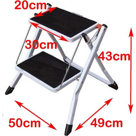 2 escabeaux échelle Fer Acier Robuste 330 LB capacité Pliable Pliable Portable Large Anti-dérapant Cuisine escabeau sécurité Poids léger